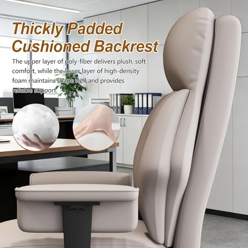 Image of Executive Office Chair with Wheels PU Leather Ergonomic Desk Chairs with Foot Rest High Back Computer Gaming Chairs for Home Office