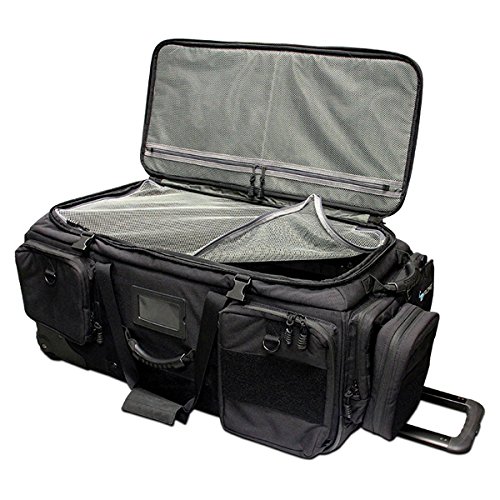 ODOR CRUSHER Ozone Rolling Transport Bag with K9 bowls, Duffle Bag, Odor Eliminating Bag, Destroys Odors, Mold, Mildew, and Viruses, for Military, Police and Athletes, Size 28.8″ x 14″ x 11.5″, Black