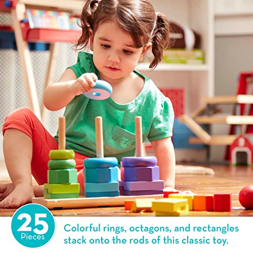 Melissa & Doug Geometric Stacker - Wooden Educational Toy - Shape Sorter And Stacking Toy, Stacking Tower Toy For Babies, Toddlers And Kids Ages 2+ #TOP1