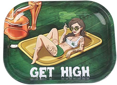 Wise Skies Metal Rolling Tray Smoking Accessories Characters Rolling Papers Rolling Tip Small (High Maintenance Pink)