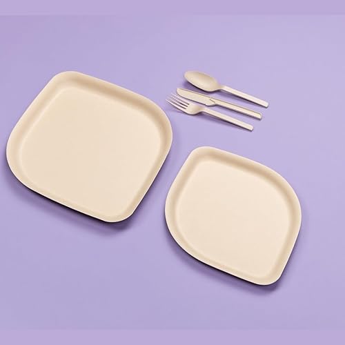 Miniatura 7 de Pickytarian Dinnerware Fancy Sturdy Compostable Tableware Set with Plates Forks Spoons Knives - Made from Bamboo and Sugarcane - All-In-One for