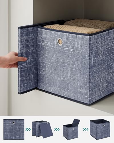 SONGMICS Storage Boxes, Set of 6 Non-Woven Fabric Boxes with Handles, 30 x 30 x 30 cm, Fit Cube Storage Unit - Image 4
