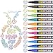 12 Farben Double Line Pens, Linkbro Outline Stifte Glitzerstifte Wasserdicht Schnelltrocknende Outline Marker Pen für Basteln, Steine, Papier, Grußkarten, Scrapbook