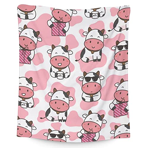 Cow Blanket Gifts - 40"x50" Cute Throw for Women, Girls - Pink Soft Fuzzy Blankets for Couch & Sofa