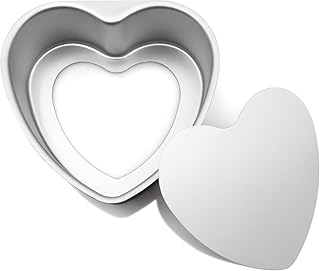 Leanockesa Heart Shaped Cake Pan 8 Inch - Nonstick Aluminum Alloy Baking Mold for Wedding, Birthday Party, Valentine's Day...