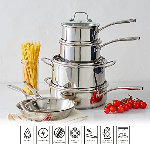 Martha Stewart 128949.10 Castelle 10 Piece 18/8 Stainless Steel Induction Safe Pots And Pans Non-Toxic Cookware Set thumb #5