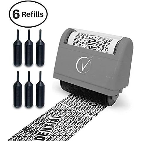 Vantamo Data Defender, Identity Theft Protection Roller Stamp Wide Kit, Including 6-Pack Refills - Confidential Roller Stamp, Address Blocker Security, Anti Theft and Privacy Safety - Classy Gray Cover