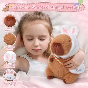 Emoincapybaraplushbabyeasterbasketstuffers9incheasterbunnycapybarastuffedanimalswearingwhitebunnyhatandbaghuggingtoysoftcapybaraplushiedolleastergifttoy Urban Country Home Decor Emoin capybara plush baby easter basket stuffers 9 inch easter bunny capybara stuffed animals wearing white bunny hat and bag hugging toy soft capybara plushie doll easter gift toy urban country home decor