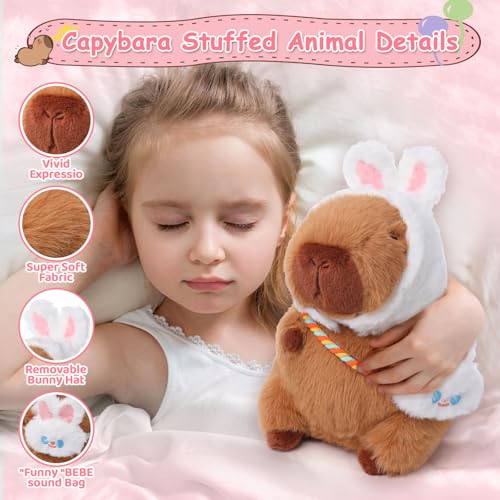 Emoincapybaraplushbabyeasterbasketstuffers9incheasterbunnycapybarastuffedanimalswearingwhitebunnyhatandbaghuggingtoysoftcapybaraplushiedolleastergifttoy Urban Country Home Decor Emoin capybara plush baby easter basket stuffers 9 inch easter bunny capybara stuffed animals wearing white bunny hat and bag hugging toy soft capybara plushie doll easter gift toy urban country home decor