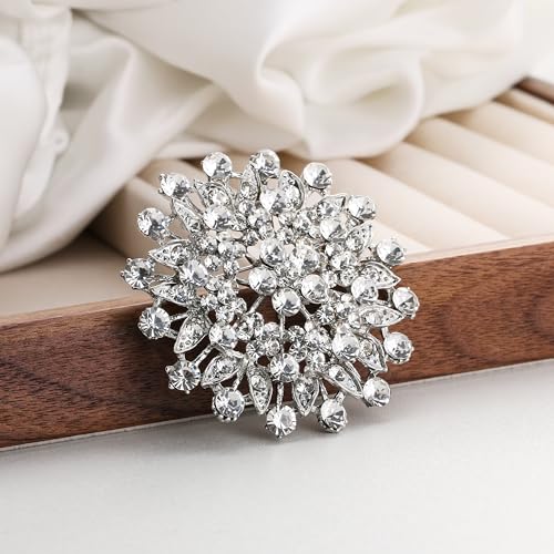 EVER FAITH Women's Austrian Crystal Elegant Flower Leaf Bridal Corsage Brooch Pin3