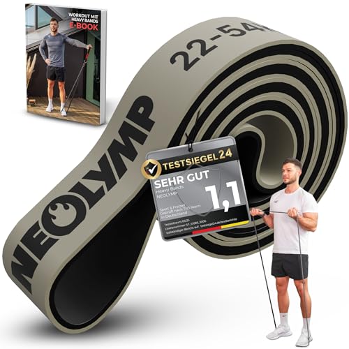 NEOLYMP Resistance Bands aus doppelbeschichtetem Naturlatex mit Fitness E-Book - Lange Fitnessbänder für Krafttraining, Widerstandsbänder, Klimmzugbänder (stark | 22-54 kg) NEOLYMP Resistance Bands aus doppelbeschichtetem Naturlatex mit Fitness E-Book - Lange Fitnessbänder für Krafttraining, Widerstandsbänder, Klimmzugbänder (stark | 22-54 kg)