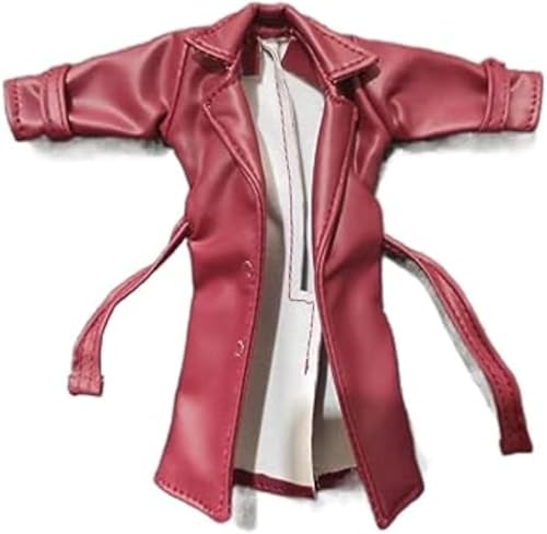 ximitoy Modelo de capa de cuero PU rojo vino escala 1/12 para figura