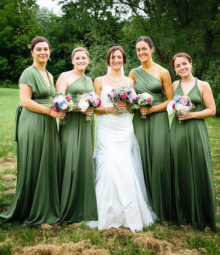 Image of Multi-Way Wrap Infinity Maxi Dress for Bridesmaids & Wedding Guest | 31 Colors for All Wedding Themes, One Size & Plus, 1 Dress for Any Events, Evening, Prom, Gala, Non-See-Through, Wrinkle-Free