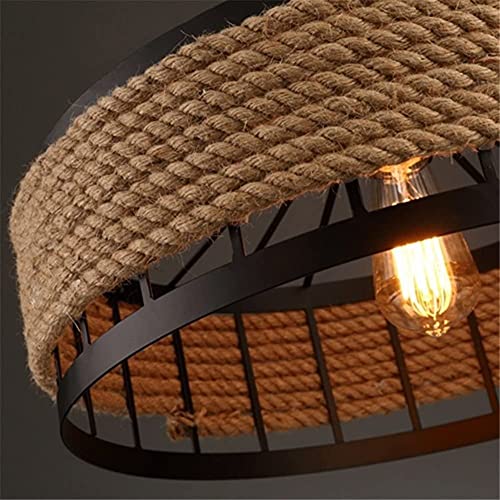 Lumières suspendues rustiques en corde de chanvre pour plafond bas
