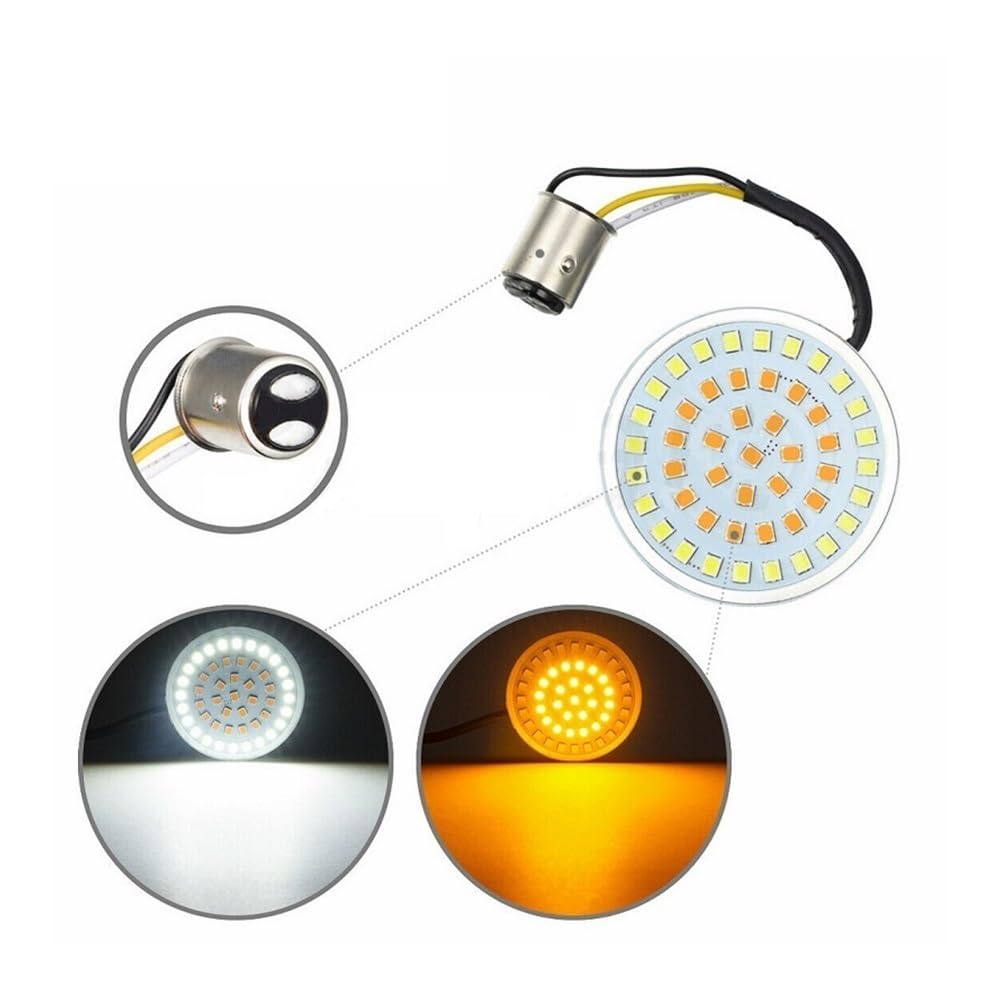 Clignotants Moto Lot De 4 Feux De Stop Et Clignotants À LED 1157 Ambre Blanc pour Motos pour Ha&rley pour Sportster pour Touring pour Electra pour Glide CVO