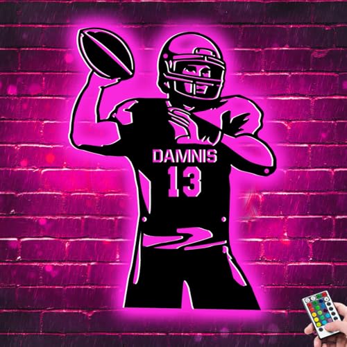 Aliceser D240920NAS01-HJUS Personalized Football Player Metal Wall Art Led Light Sign, Custom Football Name Neon Sign Home Decor thumb #1