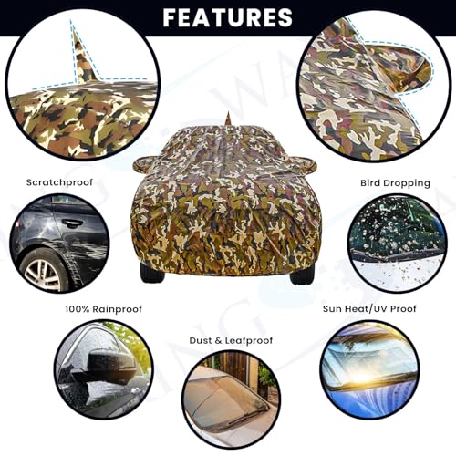 Image of KINGSWAY JungleTech 100% Waterproof Car Cover Only with Triber Year 2025 Onwards, Mirror and Antenna Pockets, All Weather Protection Body Cover with Inner Soft Cotton Lining