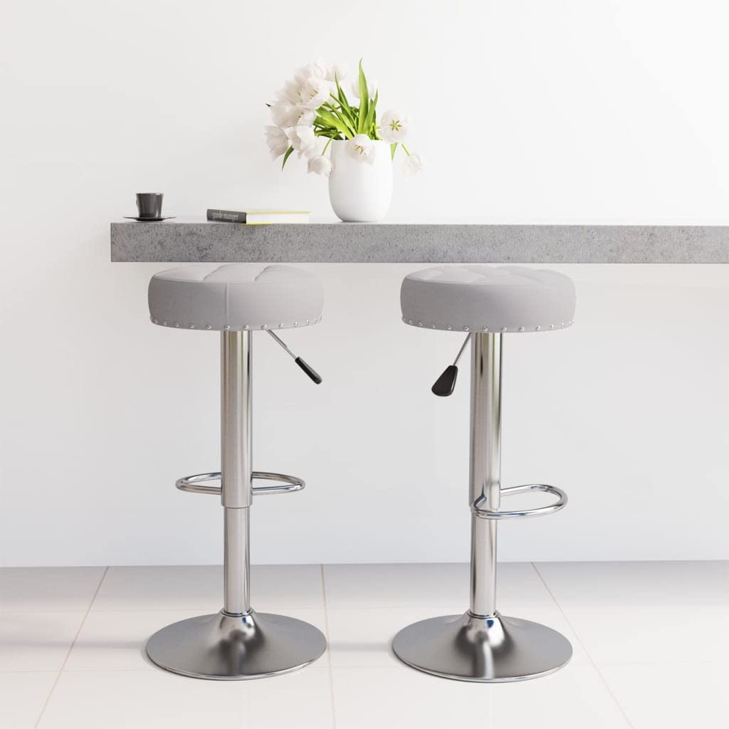 Tabouret de bar pivotant 360° avec assise en tissu gris et hauteur réglable