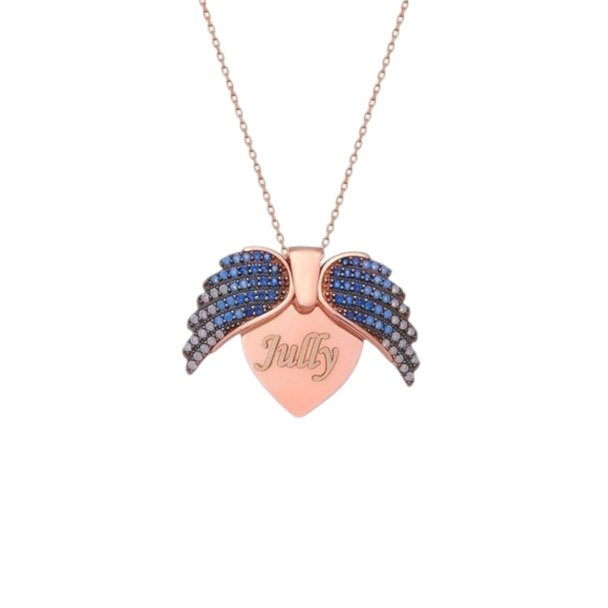 charmora Personalized Angel Wing Necklace Custom Angel Wing Necklace Engraved Angel Wing Necklace Angel Wing Necklace with Name, Cute Dainty Love