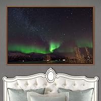 Framed Canvas Wall Art Dayspring Astronomy & Space Contemporary Cosmic Dramatic Green Group Photography Realism - 16x24 inches