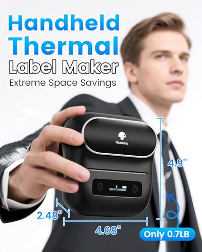 Image of Phomemo Label Maker, M220 Thermal Label Printer | 3 Inch Bluetooth Barcode Printer Compatible with Andriod / iOS for Home, Office, Small Business, with 3 Packs Label & Case