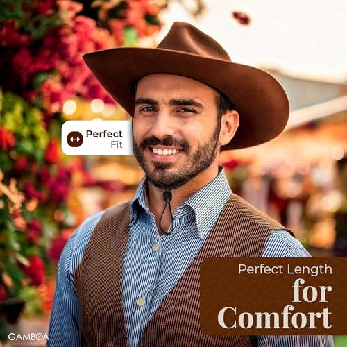 Image of Gamboa 100% Leather Hat Chin Strap for Men and Women Removable Hat Chin Cord for Cowboy and Sun Hats