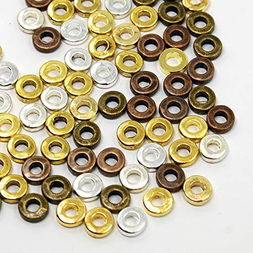 Pandahall 200g/750pcs Mixed Color Tibetan Style Beads Donut Bead Spacers Assorted Finding Beading for Jewelry Makings 6x6x2mm Hole: 3mm