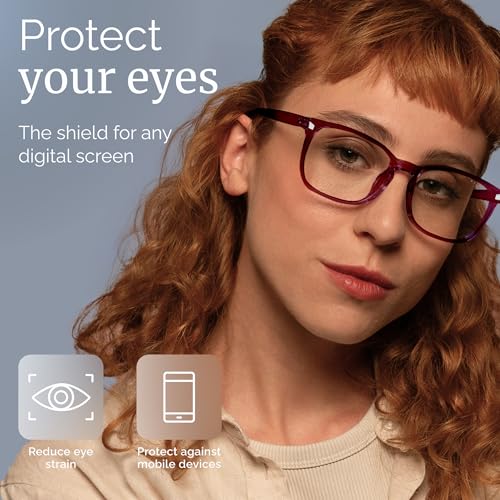 Image of livho High Tech Blue Light Blocking Computer Glasses | Advanced Blue Light Blocking, Screen Fatigue Protection, UV Protection, Black + Dark Purple