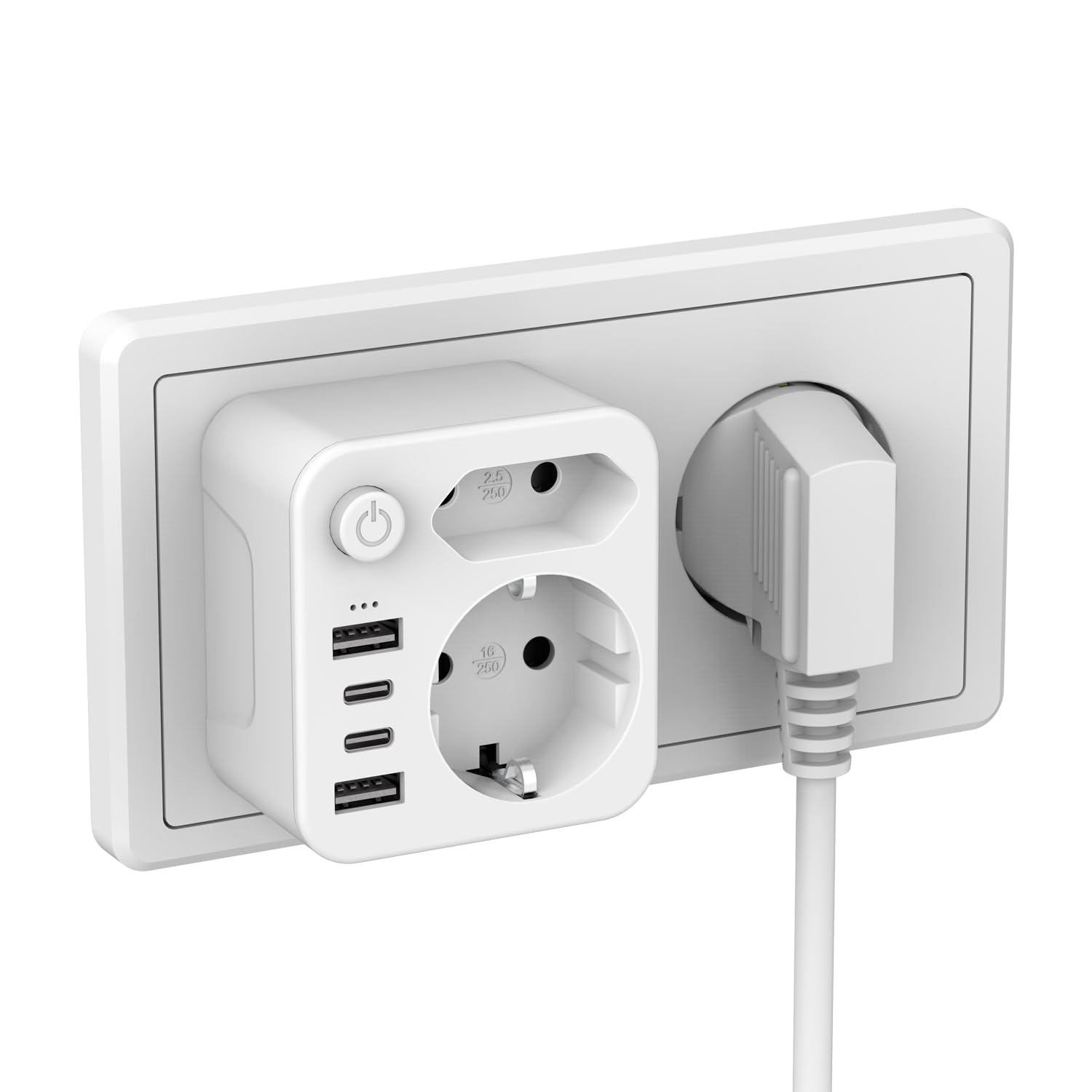 ZENIJUST Mehrfachsteckdose mit 4 USB Netzteil,Steckdosen mit usb c, Mehrfachstecker für USB Steckdose,2 USB C Adapter und Doppelstecker Für Steckdose, Steckdosenadapter,