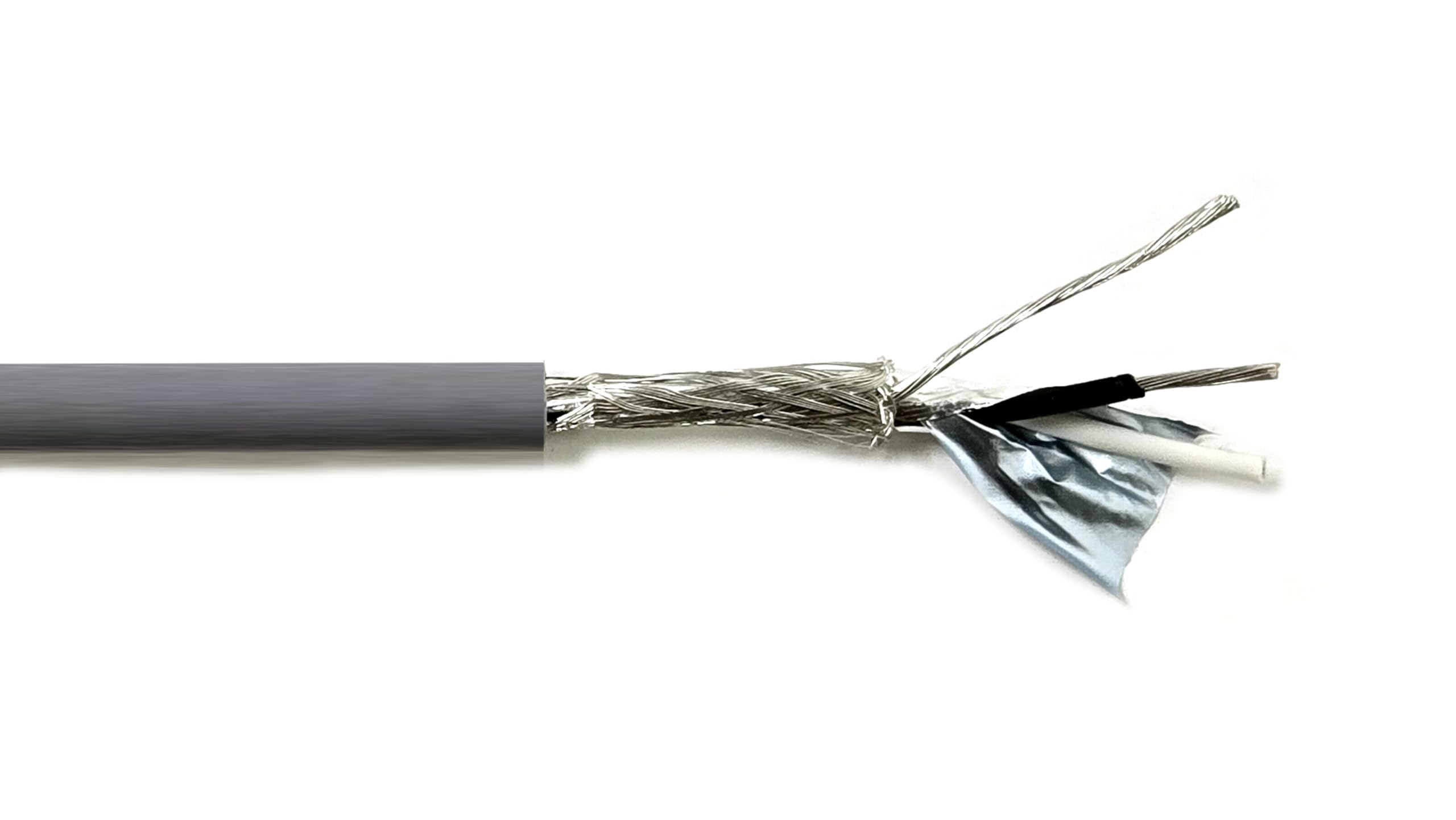 KWANGIL 2C 18AWG AMESB Shielded Cable Wire (UL2464) - Flexible Str TC, PVC Ins, OS+Drain+TC BRD, PVC JKT for CNC Machine, Stepper Motor, VFD Spindle (Gray 50FT)