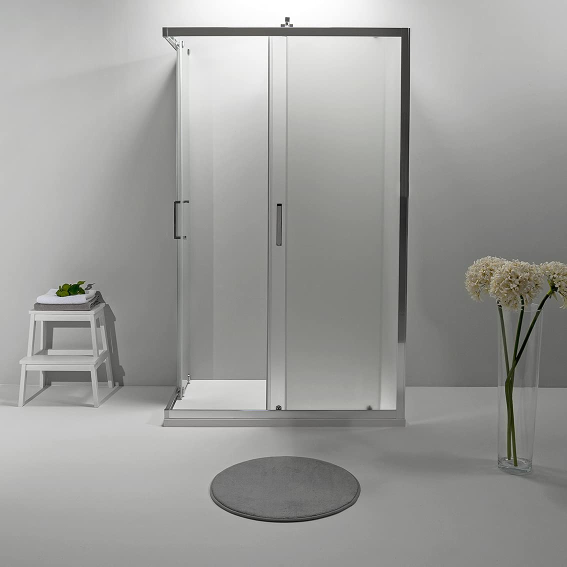 Box Doccia 3 Lati - Cabina Doccia con Porta Scorrevole, Cristallo Temperato 6mm, Anticalcare con Profilo Cromato, Chiusura Magnetica e Altezza 190 (80x80x80, Opaco)