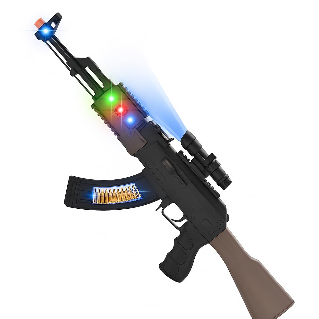 Copper Top 61CM AK Style Electric Toy Gun for Kids with Lights, Sounds & Vibrations | Pretend Play Rifle with Scope & Flashing Magazine | Safe Plastic Toy for Boys & Girls Ages 3+