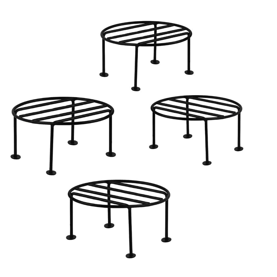 Asvino Round Metal Plant Stand | Metal Flower Pot Holder | Corner Rack for Home, Garden, and Balcony Decoration (Black, Pack of 4) (B0DGQMMYRB) Amazon Price History, Amazon Price Tracker