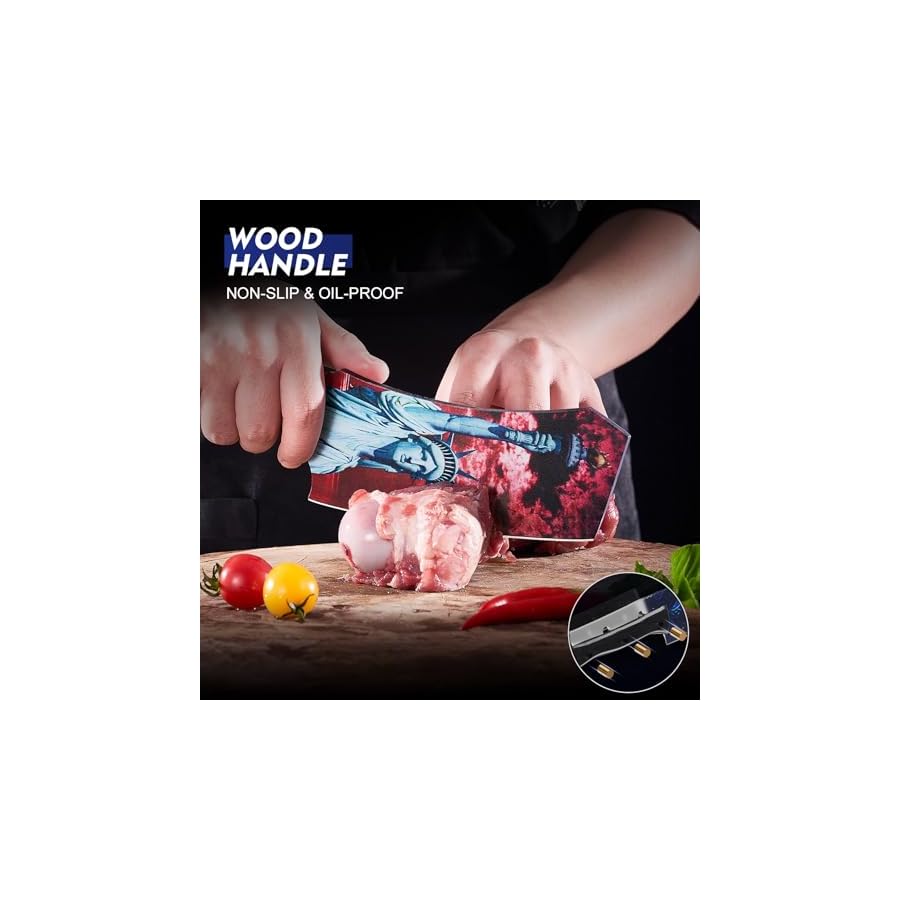 3PCS-Color-Coded-Coated-Butcher-Knife-Set-Hand-Forged-Meat-Cleaver-Knife-Bone-Chopper-Knife-Burcher-knife-Meat-Cutting-Kitchen-Knife-Set-for-Home-Outdoor-Cooking-Camping-BBQ Topfeel 3PCS Color-Coded Coated Butcher Knife Set, Hand Forged Meat Cleaver Knife & Bone Chopper Knife & Burcher knife, Meat Cutting Kitchen Knife Set for Home, Outdoor Cooking, Camping BBQ