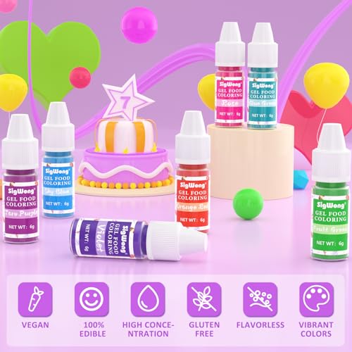 Sigwong SW-FCG-15-6 Gel Food Coloring - 15 Colors Flavorless Gel Based Food Color Dye thumb #2