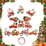 12 Piezas Adornos árbol Navidad Colgantes Papá Noel Ornamentos de Navidad Decoración Fiesta Regalo Adornos Navideños Manualidades,Colgante de decoración de Madera de árbol de Navidad