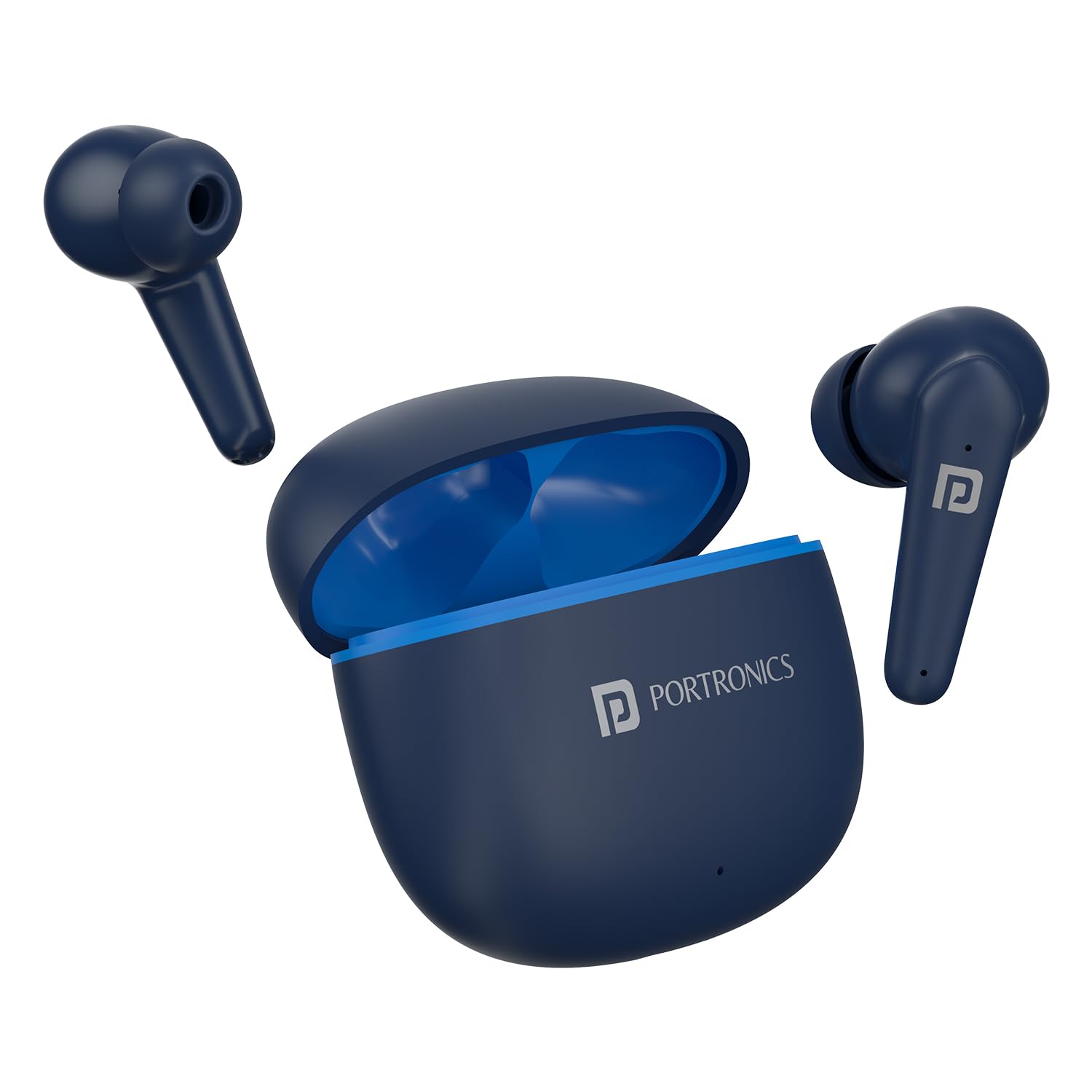 Portronics Harmonics Twins S10 Wireless TWS in Ear Earbuds with Quad Mic, Auto ENC, 30H Playtime, Game/Music/Bass Mode, Touch Control,4 Mic, Dynamic Driver, Bluetooth 5.3v, Type C Fast Charging(Blue)