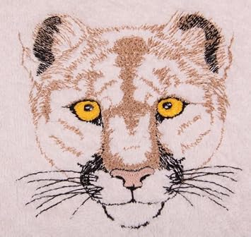 Bath Towel Set with Embroidered Mountain Lion Face