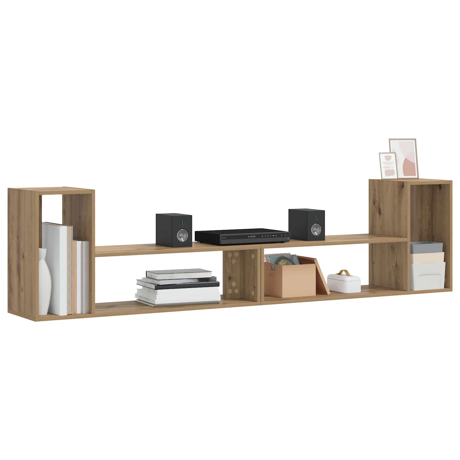 Fengshui Szafka pod telewizor materiał drewnopochodny 100 cm dąb Artisan | Nowoczesny styl Lowboard, miejsce do przechowywania mediów, łatwa w pielęgnacji powierzchnia, do salonu