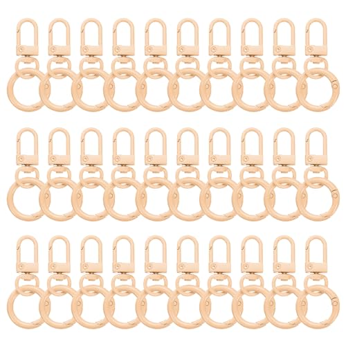 QUARKZMAN 30 mosquetones de langosta, llavero, articulación giratoria, aleación de zinc, ganchos de clip coloridos, anillos planos para hacer joyas, color rosa suave