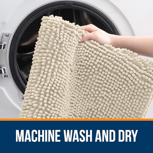 Image of OLANLY Large Bathroom Rugs 40x24, Extra Soft Absorbent Chenille Bath Rugs, Rubber Backing Quick Dry, Machine Washable Bath Mats for Bathroom Floor, Tub and Shower, Home Decor Accessories, Sand
