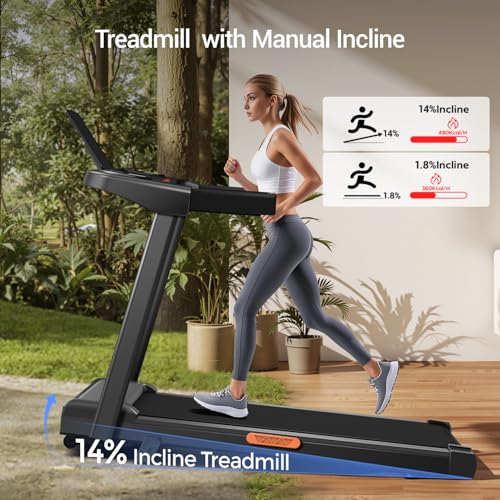 3-in-1 Treadmill with 14% Incline, Portable Treadmills for Home with Handle, Foldable Treadmills with 300 Lbs Weight Capacity, 3.0HP Quiet Walking Pad Treadmill, Three Touch Screen - Image 3