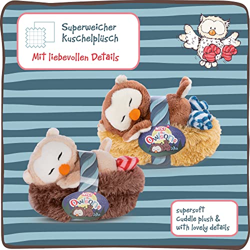 NICI Schlafendes Kuscheltier Eule Oscar im Nest 12cm – Eule Plüschtier für Mädchen, Jungen & Babys – Flauschige Stofftier Eule zum Kuscheln, Spielen & Schlafen – Gemütliches Schmusetier
