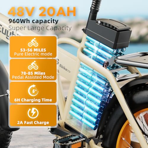Image of 1000W Folding Electric Bike,48V 20AH Removable Battery E Bike,80 Miles Max Range Electric Bike for Adults,20 inch Fat Tire Foldable ebike,Adult Electric Bicycle for Commute Beach Snow