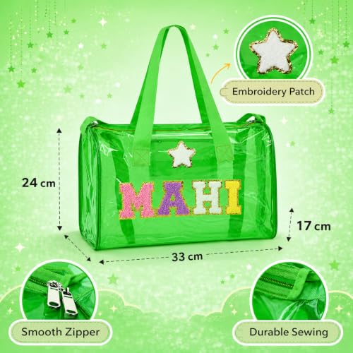 Image of AICA Personalized Name Embroidered Letters & Patch Duffle Bag for Kids Boys & Girls Age 1-18 Years Age Group (Green) | Gift for Boys Girls Kids