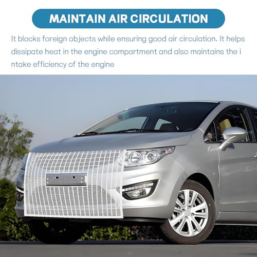Image of Wuyaoyao Car Grille Protection Net, 39.4 inchx31.5 inch High-Density Front Grill Air Intake Mesh Dustproof Net with Hooks, Car Grill Mesh Blocks Stones Leaves Dirt, Universal Car Accessories (Opening: White)
