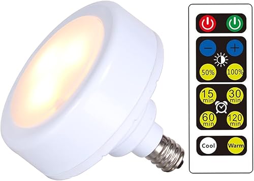 Miniatura 1 de E12 Battery Operated Light Bulb 1 Pack,E12 Screw in Puck Lights with Remote,Battery Powered LED Light Bulbs Small Puck Light for Non Electricity