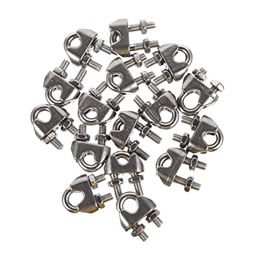 MUCKLILY 16pcs Wire Rope Chuck Cable Wire Holder Clip U Shaped Wire Rope Clamp Wire Rope Cable Clamps Wire Cable U-Type Cable Clamps Steel Cable U Clamp U-Bolts Riggs Stainless Steel Silver