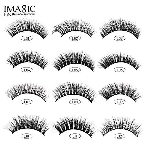Image of Imagic PROfessional Synthetic Fibers False Eyelashes, Natural & soft 100% Handmade 3D Eyelashes Pack 10 Pairs of 1 box