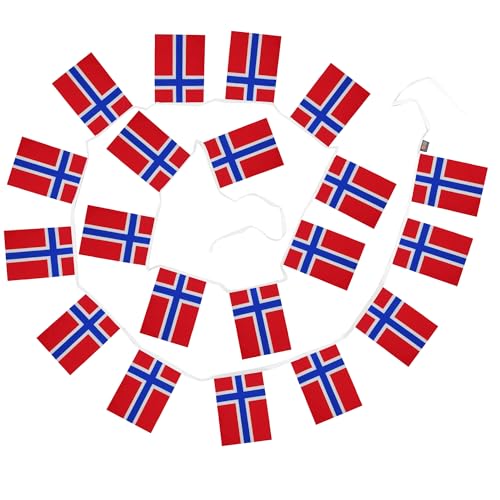 Image of AZ FLAG Norway 6 meters BUNTING Flag 20 flags 9'' x 6'' - Norwegian STRING flags 15 x 21 cm